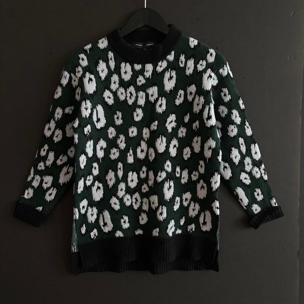 Proenza Schouler Green Floral Virgin Wool Jacquard Sweater Made Italy - Size XS